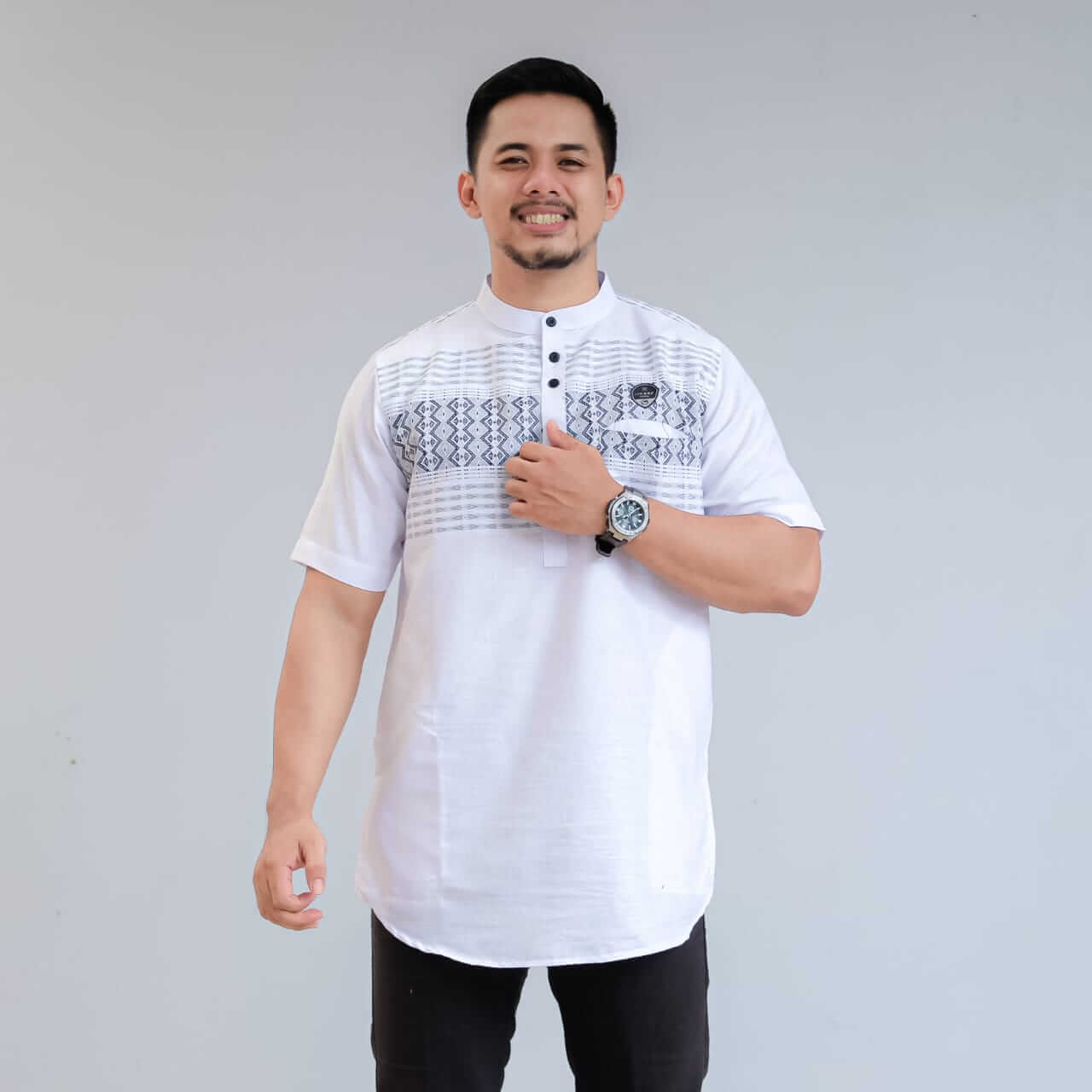 Kurta White List Songket Premium