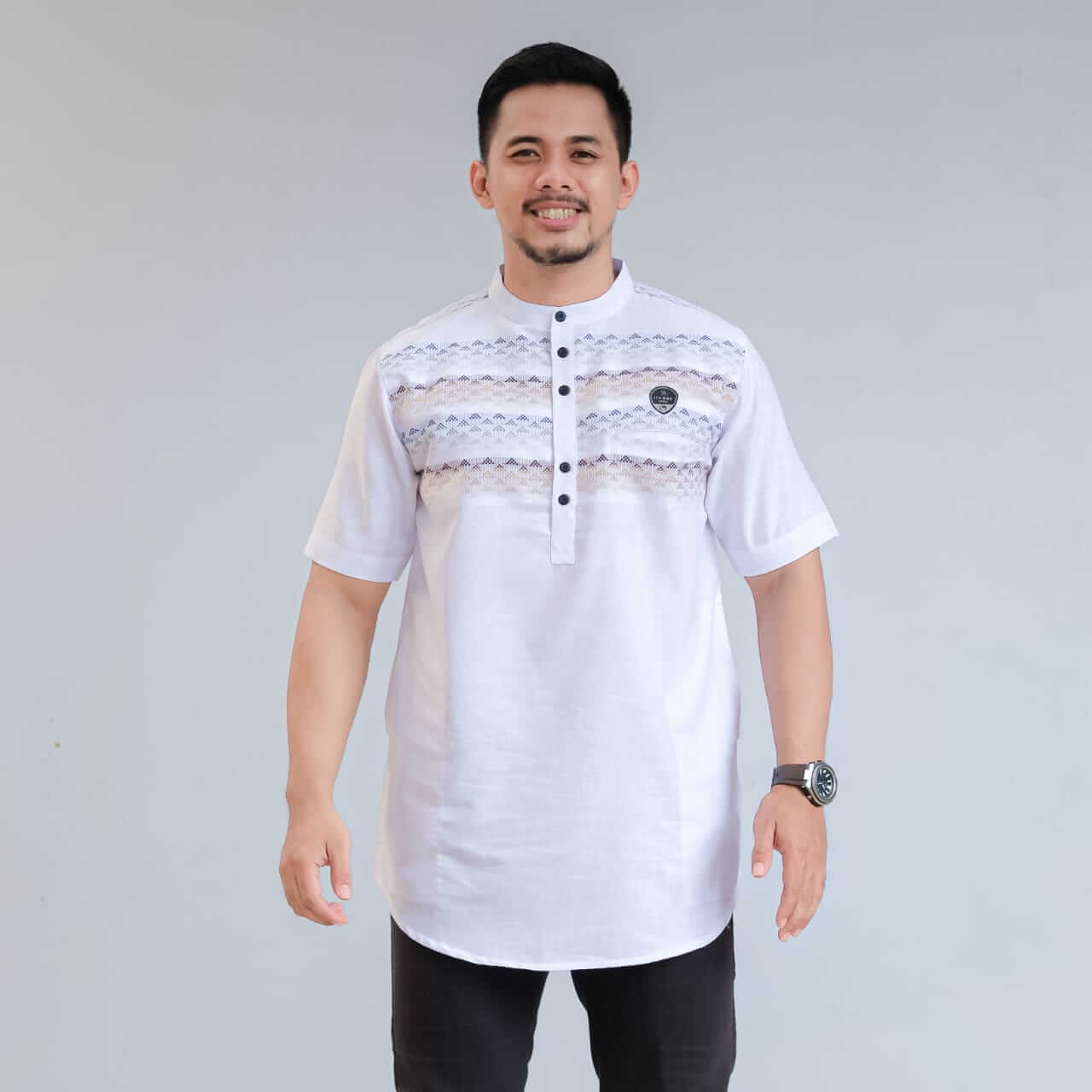 Kurta White List Songket Premium